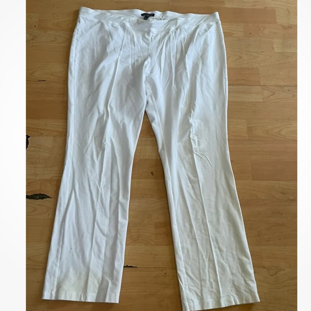 EILEEN FISHER white Straight Pants Size XL women Elastic Waist Straight Leg Y14